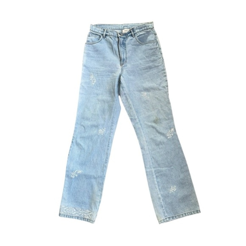 VTG y2k Jeanology Collection light wash embroidered denim jeans straight leg sz8